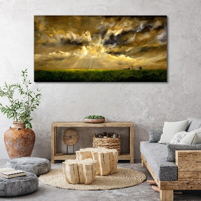 Schilderij op doek Een vredig landschap met wolken