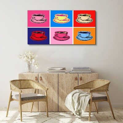 Canvas schilderij Kleurrijke kopjes op de achtergrond