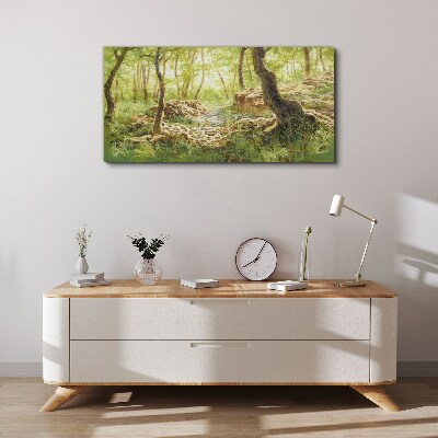 Foto op canvas Groen boslandschap met stenen