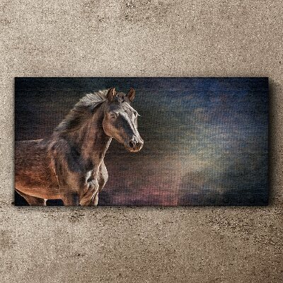 Canvas schilderij Portret van een paard tegen een abstracte achtergrond