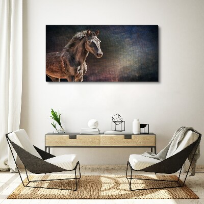 Canvas schilderij Portret van een paard tegen een abstracte achtergrond