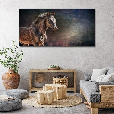 Canvas schilderij Portret van een paard tegen een abstracte achtergrond