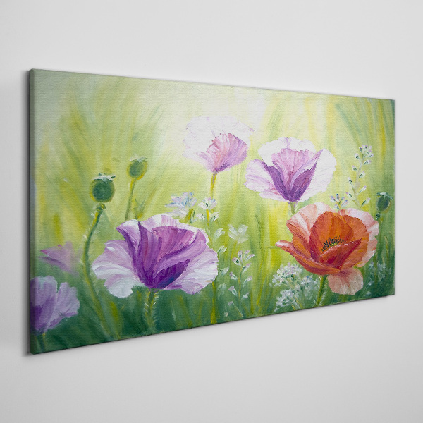 Canvas schilderij Een bloementuin in pastelkleuren