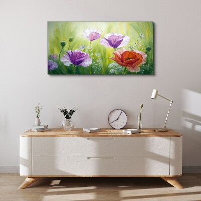 Canvas schilderij Een bloementuin in pastelkleuren