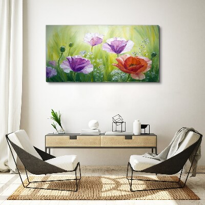 Canvas schilderij Een bloementuin in pastelkleuren