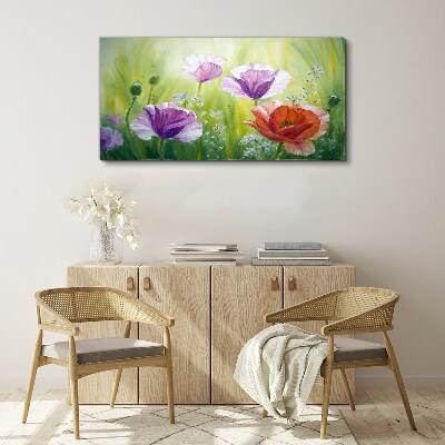 Canvas schilderij Een bloementuin in pastelkleuren