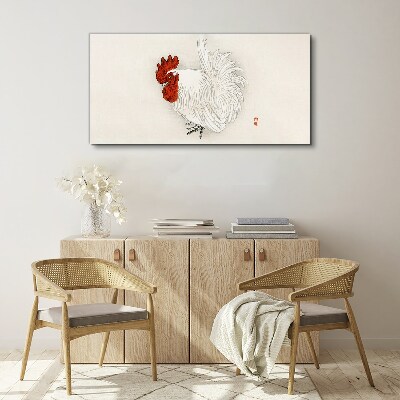 Schilderij op doek Een haan in delicate kleuren