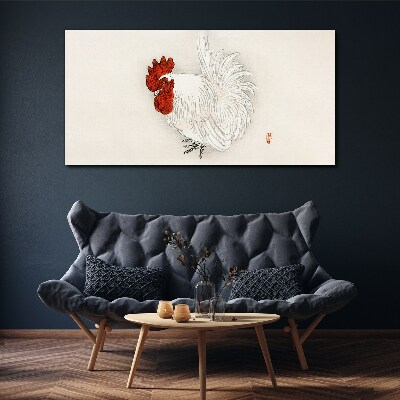 Schilderij op doek Een haan in delicate kleuren