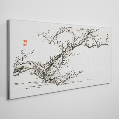 Foto op canvas Japanse bloeiende tak