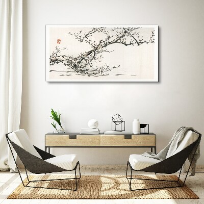 Foto op canvas Japanse bloeiende tak