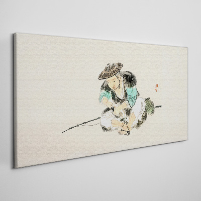 Foto op canvas Jeugd met een kat