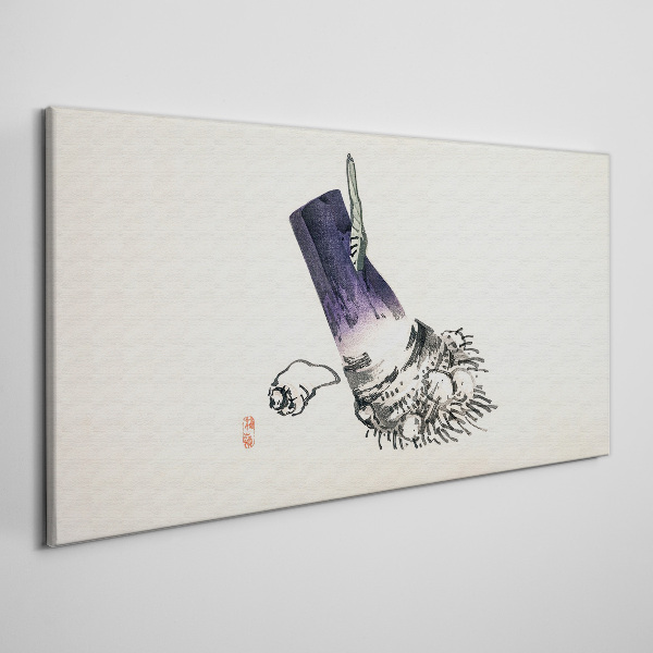 Schilderij op doek Een hand met een borstel en een schelp