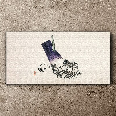 Schilderij op doek Een hand met een borstel en een schelp