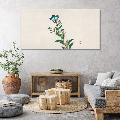 Foto op canvas Blauwe bloem op een lichte achtergrond