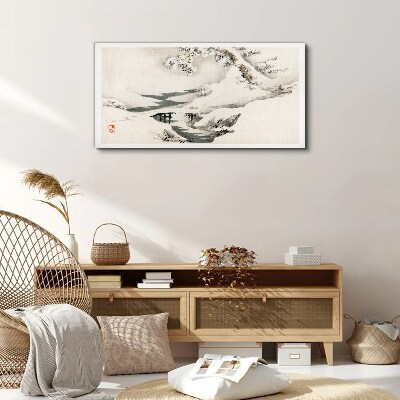 Canvas schilderij Winterlandschap met een brug