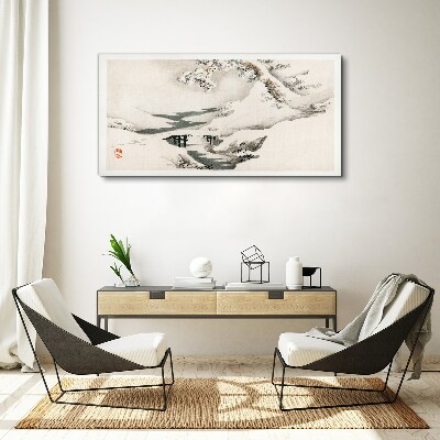 Canvas schilderij Winterlandschap met een brug