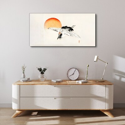 Canvas schilderij Gouden Dageraad met een Kraan