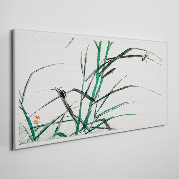 Schilderij op doek Grassen en insecten in harmonie