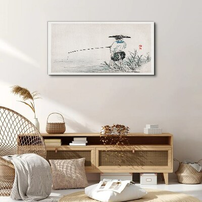 Canvas schilderij Visser in een rustige omgeving