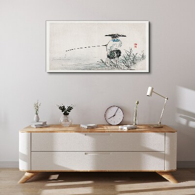 Canvas schilderij Visser in een rustige omgeving