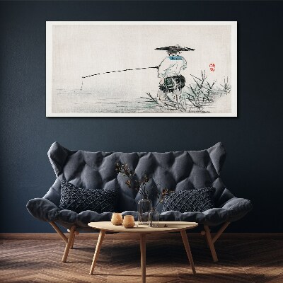 Canvas schilderij Visser in een rustige omgeving