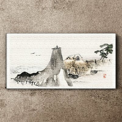 Schilderij op doek Een vredig kustlandschap