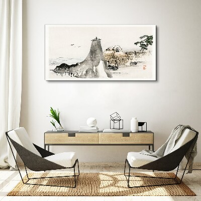 Schilderij op doek Een vredig kustlandschap