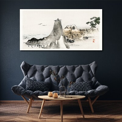 Schilderij op doek Een vredig kustlandschap