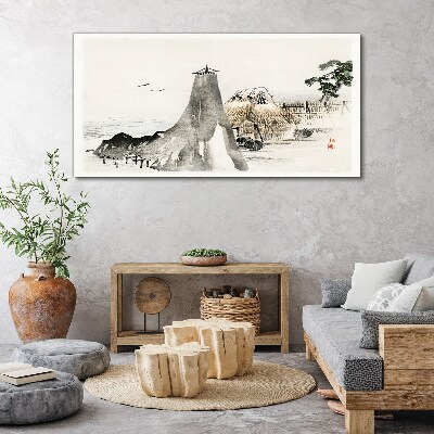 Schilderij op doek Een vredig kustlandschap