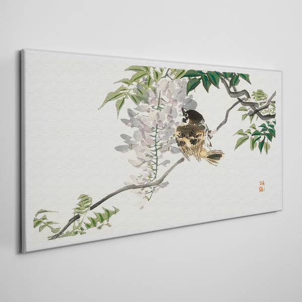 Canvas schilderij Een gevleugelde vriend op een tak