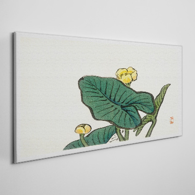 Canvas schilderij Bloemen tegen de achtergrond van bladeren