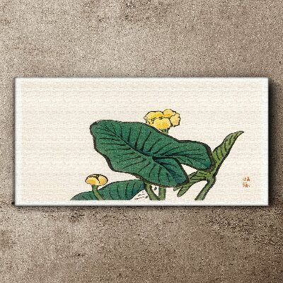Canvas schilderij Bloemen tegen de achtergrond van bladeren