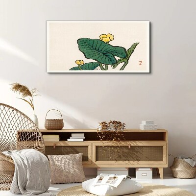 Canvas schilderij Bloemen tegen de achtergrond van bladeren