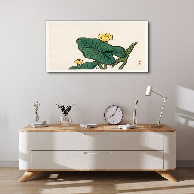 Canvas schilderij Bloemen tegen de achtergrond van bladeren