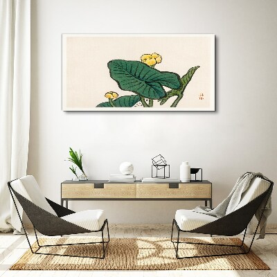 Canvas schilderij Bloemen tegen de achtergrond van bladeren