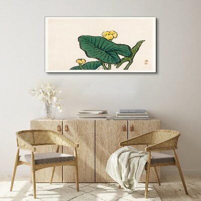 Canvas schilderij Bloemen tegen de achtergrond van bladeren