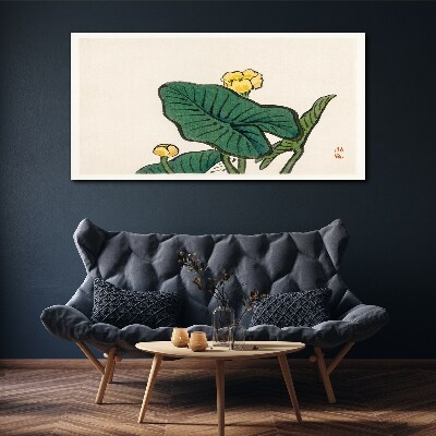 Canvas schilderij Bloemen tegen de achtergrond van bladeren