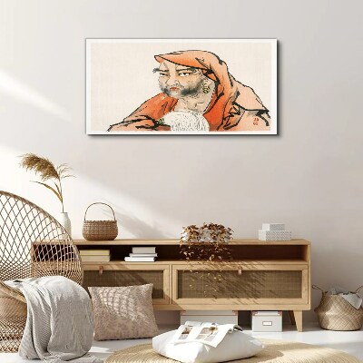 Schilderij op doek Portret van een vrouw in traditionele klederdracht