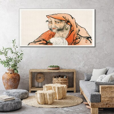 Schilderij op doek Portret van een vrouw in traditionele klederdracht