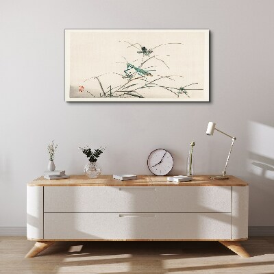 Canvas schilderij Vlinder op het gras