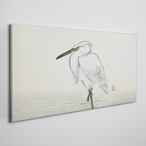 Canvas schilderij Witte reiger tegen de mist
