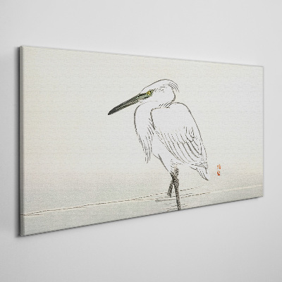 Canvas schilderij Witte reiger tegen de mist