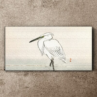 Canvas schilderij Witte reiger tegen de mist