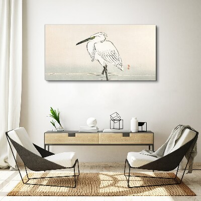 Canvas schilderij Witte reiger tegen de mist