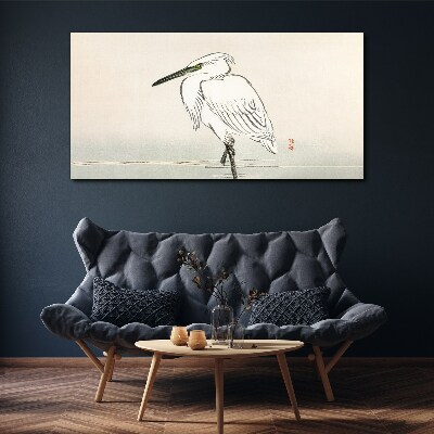 Canvas schilderij Witte reiger tegen de mist