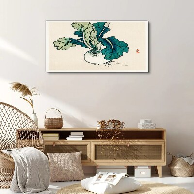 Foto op canvas Groene radijs op een lichte achtergrond