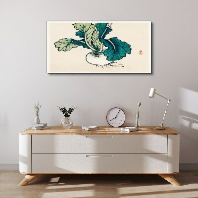 Foto op canvas Groene radijs op een lichte achtergrond