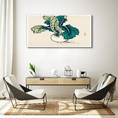 Foto op canvas Groene radijs op een lichte achtergrond