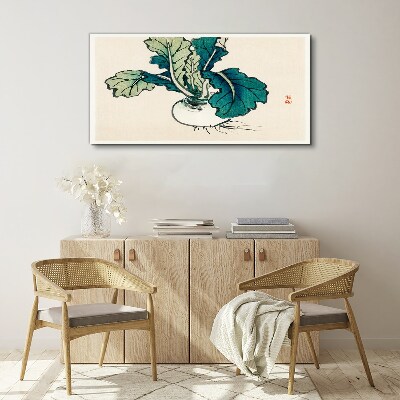 Foto op canvas Groene radijs op een lichte achtergrond