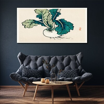 Foto op canvas Groene radijs op een lichte achtergrond